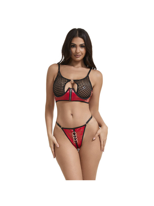 CONJUNTO LENCERÍA ROJO MALLA Y CREMALLERA SUBBLIME L/XL DE LA MARCA SUBBLIME SETS