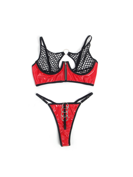 CONJUNTO LENCERÍA ROJO MALLA Y CREMALLERA SUBBLIME L/XL DE LA MARCA SUBBLIME SETS