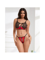 CONJUNTO LENCERÍA ROJO MALLA Y CREMALLERA SUBBLIME L/XL DE LA MARCA SUBBLIME SETS