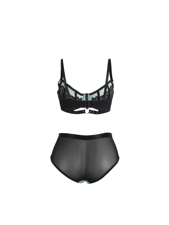 CONJUNTO LENCERÍA VERDE ENCAJE Y MALLA PUSH-UP SUBBLIME DE LA MARCA SUBBLIME SETS
