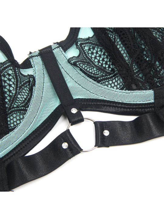 CONJUNTO LENCERÍA VERDE ENCAJE Y MALLA PUSH-UP SUBBLIME DE LA MARCA SUBBLIME SETS