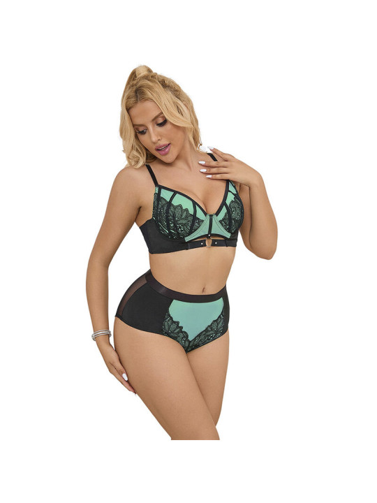 CONJUNTO LENCERÍA VERDE ENCAJE Y MALLA SUJETADOR PUSH-UP DE LA MARCA SUBBLIME SETS