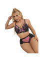 CONJUNTO LENCERÍA ROSA ENCAJE MALLA SUJETADOR PUSH-UP DE LA MARCA SUBBLIME SETS