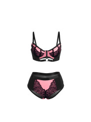 CONJUNTO LENCERÍA ROSA ENCAJE MALLA SUJETADOR PUSH-UP DE LA MARCA SUBBLIME SETS