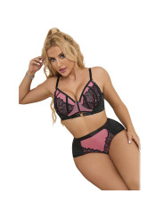 CONJUNTO LENCERÍA ROSA ENCAJE MALLA SUJETADOR PUSH-UP DE LA MARCA SUBBLIME SETS