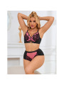CONJUNTO LENCERÍA ROSA ENCAJE MALLA SUJETADOR PUSH-UP DE LA MARCA SUBBLIME SETS