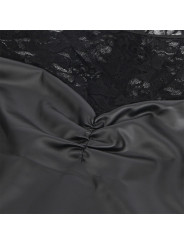 CAMISÓN SEXY NEGRO CUERO PU CON ENCAJE Y MANGA LARGA DE LA MARCA SUBBLIME DRESSES