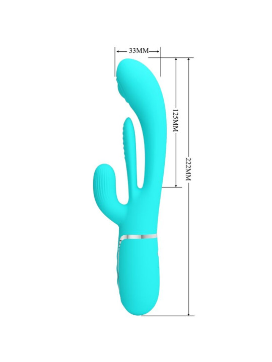 VIBRADOR RABBIT 3 EN 1 SHANIA 7 MODOS SILICONA SUAVE DE LA MARCA PRETTY LOVE