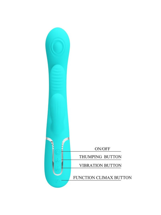 VIBRADOR RABBIT 3 EN 1 SHANIA 7 MODOS SILICONA SUAVE DE LA MARCA PRETTY LOVE
