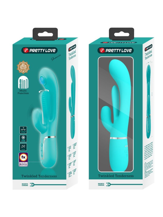 VIBRADOR RABBIT 3 EN 1 SHANIA 7 MODOS SILICONA SUAVE DE LA MARCA PRETTY LOVE