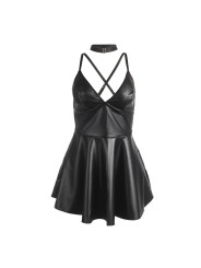 CAMISÓN SEXY NEGRO CON TIRANTES DE CUERO PU - SUBBLIME DE LA MARCA SUBBLIME DRESSES