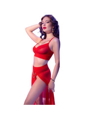 CONJUNTO LENCERÍA ROJO TOP LEGGINGS DETALLES DORADOS SENSUAL DE LA MARCA CHILIROSE SETS