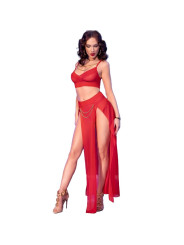 CONJUNTO LENCERÍA ROJO TOP LEGGINGS DETALLES DORADOS SENSUAL DE LA MARCA CHILIROSE SETS