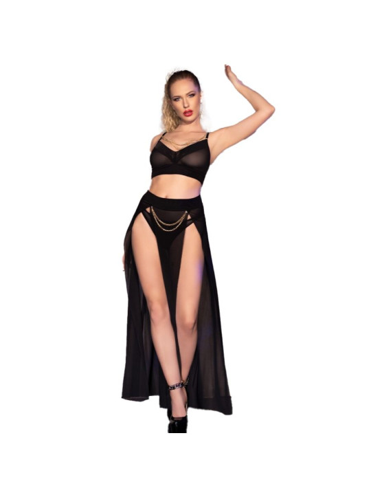 CONJUNTO LENCERÍA CHILIROSE TOP FALDA TANGA CADENAS DORADAS DE LA MARCA CHILIROSE SETS