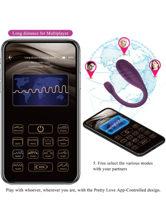 VIBRADOR CONTROL APP MORADO PRETTY LOVE LEVIATHAN DE LA MARCA PRETTY LOVE SMART