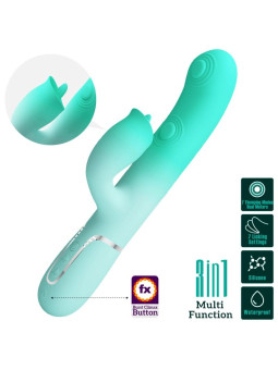 VIBRADOR RABBIT DUAL 7 MODOS SILICONA VERDE AGUA GIGI DE LA MARCA PRETTY LOVE FLIRTATION