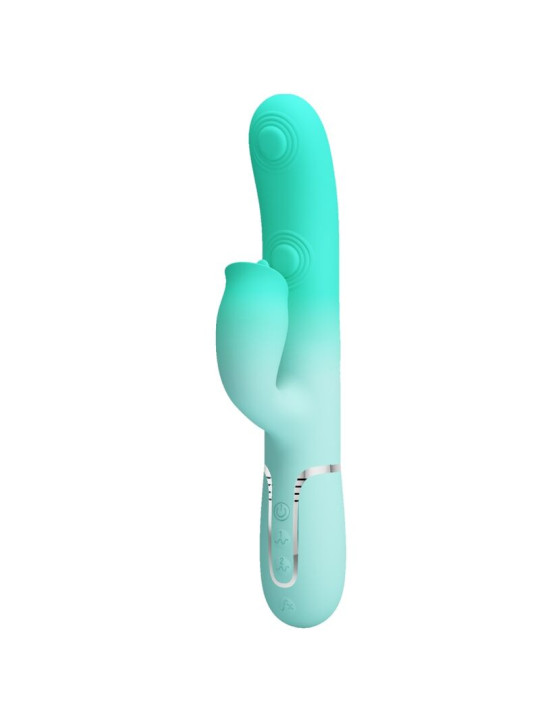 VIBRADOR RABBIT DUAL 7 MODOS SILICONA VERDE AGUA GIGI DE LA MARCA PRETTY LOVE FLIRTATION