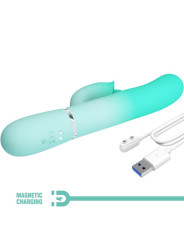 VIBRADOR RABBIT DUAL 7 MODOS SILICONA VERDE AGUA GIGI DE LA MARCA PRETTY LOVE FLIRTATION