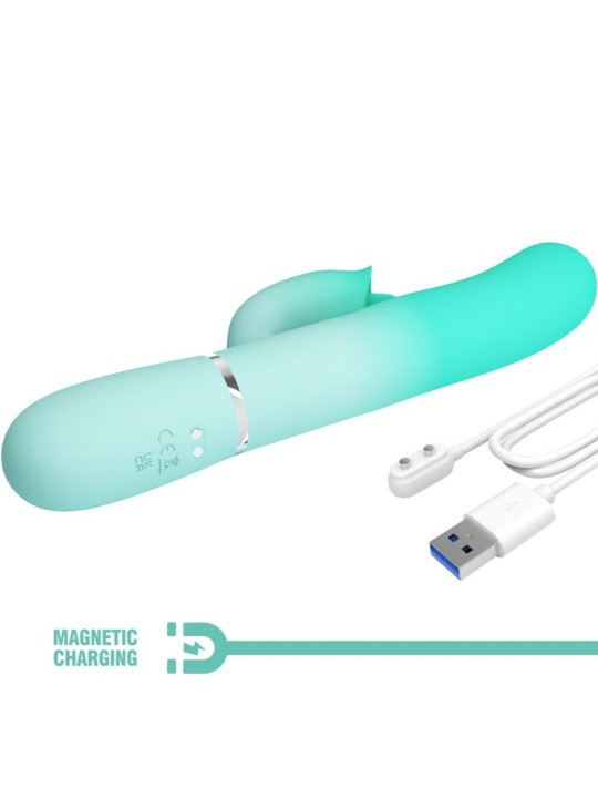 VIBRADOR RABBIT DUAL 7 MODOS SILICONA VERDE AGUA GIGI DE LA MARCA PRETTY LOVE FLIRTATION