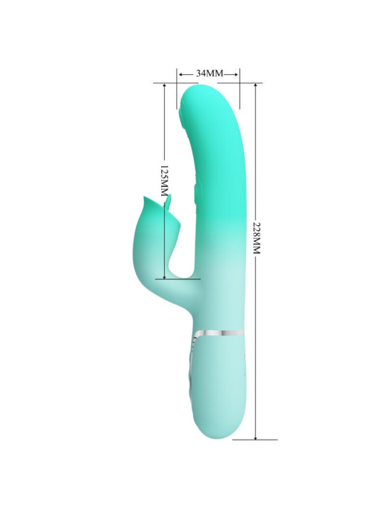 VIBRADOR RABBIT DUAL 7 MODOS SILICONA VERDE AGUA GIGI DE LA MARCA PRETTY LOVE FLIRTATION
