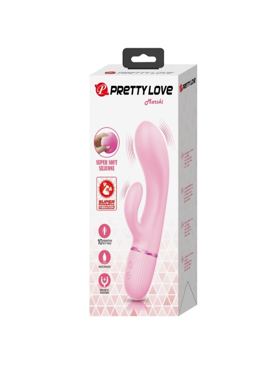 VIBRADOR RABBIT DUAL PUNTO G Y CLITORIS 10 MODOS ROSA DE LA MARCA PRETTY LOVE FLIRTATION
