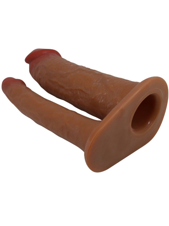 FUNDA DOBLE PENE EXTENSION 4CM SILICONA SUAVE MULATO DE LA MARCA PRETTY LOVE