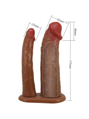 FUNDA DOBLE PENE EXTENSION 4CM SILICONA SUAVE MULATO DE LA MARCA PRETTY LOVE