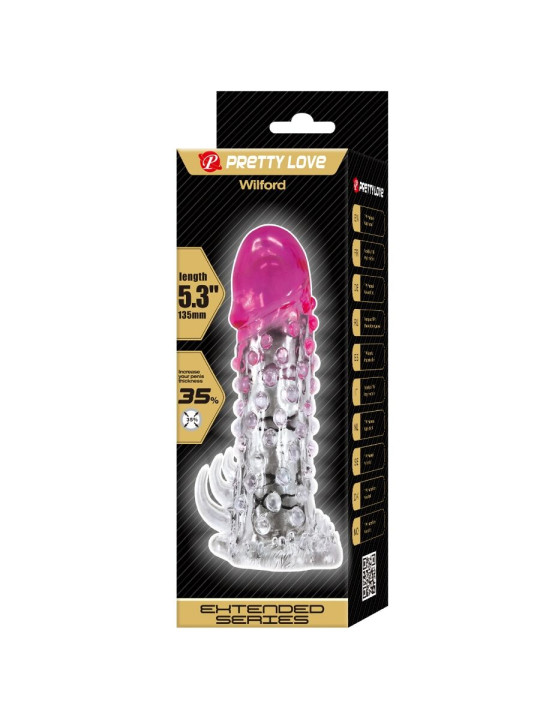 FUNDA ALARGADORA REALISTA CON ESTIMULADOR ANAL ROSA DE LA MARCA PRETTY LOVE