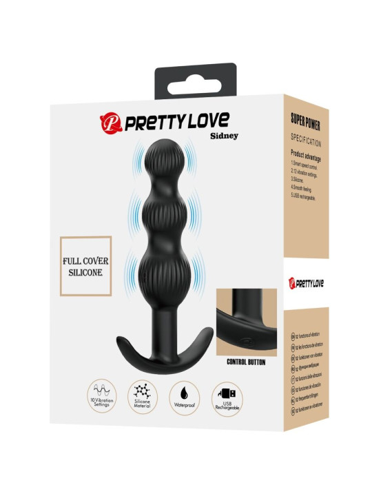 VIBRADOR ANAL SIDNEY SILICONA 10 MODOS RECARGABLE DE LA MARCA PRETTY LOVE