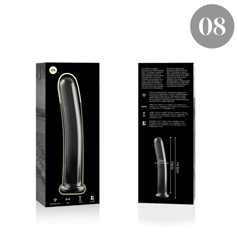 MODELO 8 DILDO CRISTAL BOROSILICATO TRANSPARENTE 14.5 CM -O- 2 CM DE LA MARCA NEBULA SERIES BY IBIZA
