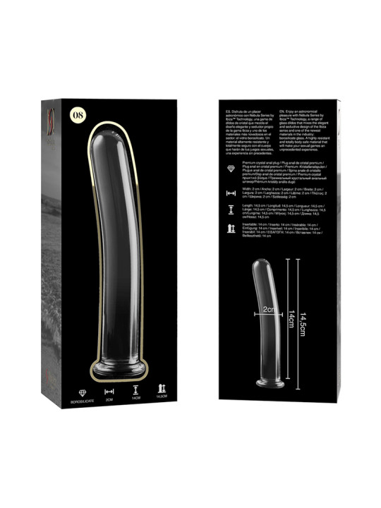 MODELO 8 DILDO CRISTAL BOROSILICATO TRANSPARENTE 14.5 CM -O- 2 CM DE LA MARCA NEBULA SERIES BY IBIZA