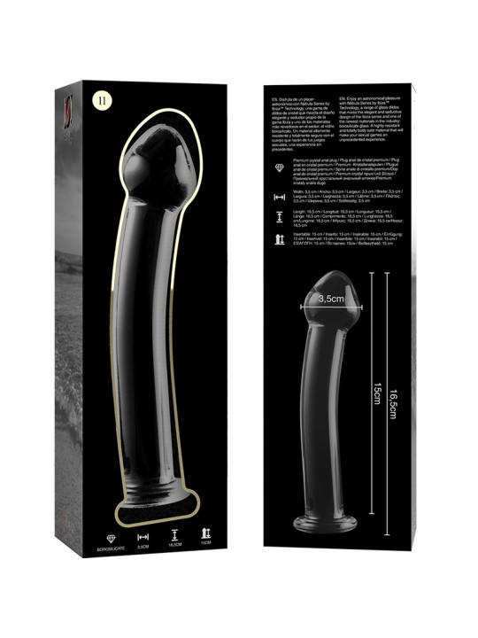 MODELO 11 DILDO CRISTAL BOROSILICATO TRANSPARENTE 16 CM -O- 3 CM DE LA MARCA NEBULA SERIES BY IBIZA