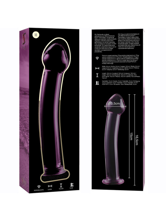 MODELO 11 DILDO CRISTAL BOROSILICATO TRANSPARENTE 16 CM -O- 3 CM DE LA MARCA NEBULA SERIES BY IBIZA