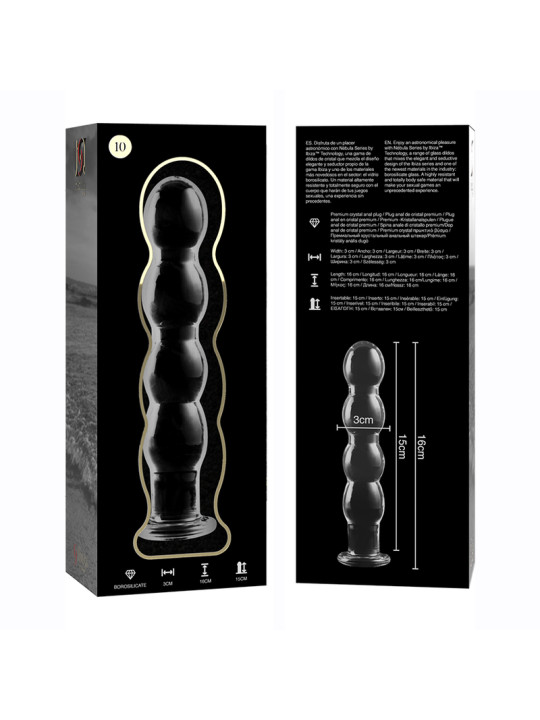 MODELO 10 DILDO CRISTAL BOROSILICATO TRANSPARENTE 16.5 CM -O- 3.5 CM DE LA MARCA NEBULA SERIES BY IBIZA