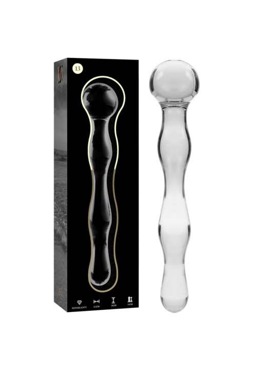 MODELO 13 DILDO CRISTAL BOROSILICATO TRANSPARENTE 18 CM -O- 3.5 CM DE LA MARCA NEBULA SERIES BY IBIZA