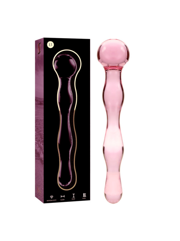MODELO 13 DILDO CRISTAL BOROSILICATO TRANSPARENTE 18 CM -O- 3.5 CM DE LA MARCA NEBULA SERIES BY IBIZA