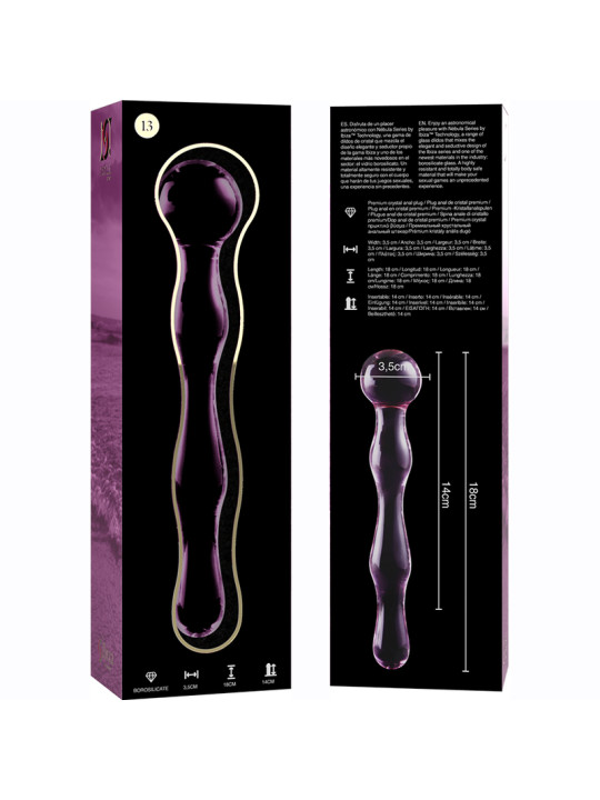 MODELO 13 DILDO CRISTAL BOROSILICATO TRANSPARENTE 18 CM -O- 3.5 CM DE LA MARCA NEBULA SERIES BY IBIZA