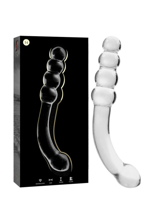 MODELO 14 DILDO CRISTAL BOROSILICATO TRANSPARENTE 18.5 CM -O- 3 CM DE LA MARCA NEBULA SERIES BY IBIZA