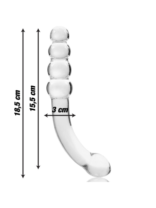 MODELO 14 DILDO CRISTAL BOROSILICATO TRANSPARENTE 18.5 CM -O- 3 CM DE LA MARCA NEBULA SERIES BY IBIZA