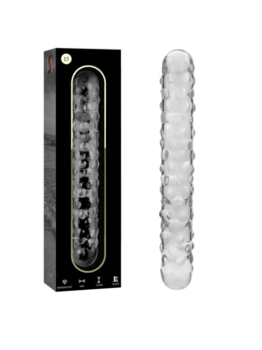 MODELO 15 DILDO CRISTAL BOROSILICATO TRANSPARENTE 18.5 CM -O- 3 CM DE LA MARCA NEBULA SERIES BY IBIZA