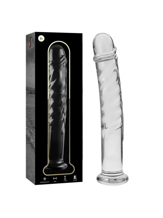 MODELO 16 DILDO CRISTAL BOROSILICATO TRANSPARENTE 18.5 CM -O- 3 CM DE LA MARCA NEBULA SERIES BY IBIZA