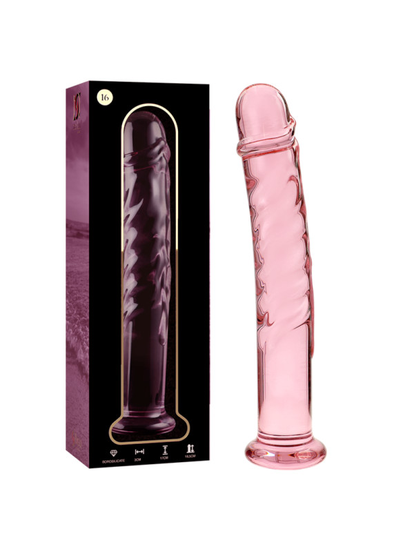 MODELO 16 DILDO CRISTAL BOROSILICATO TRANSPARENTE 18.5 CM -O- 3 CM DE LA MARCA NEBULA SERIES BY IBIZA