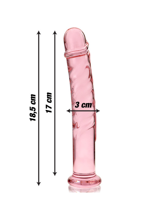 MODELO 16 DILDO CRISTAL BOROSILICATO TRANSPARENTE 18.5 CM -O- 3 CM DE LA MARCA NEBULA SERIES BY IBIZA