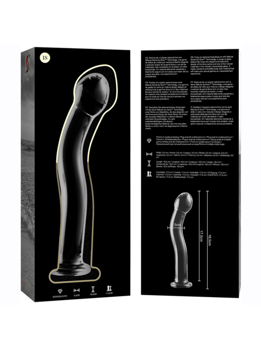 MODELO 18 DILDO CRISTAL BOROSILICATO TRANSPARENTE 18.5 CM -O- 3.5 CM DE LA MARCA NEBULA SERIES BY IBIZA