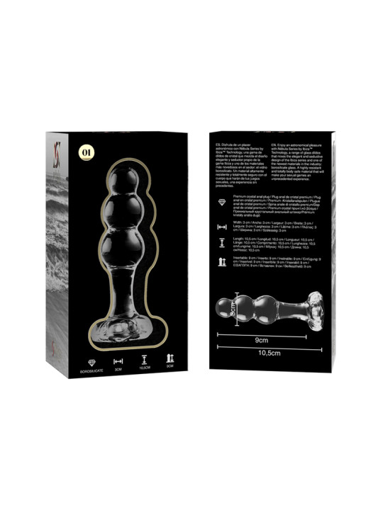 MODELO 1 PLUG CRISTAL BOROSILICATO TRANSPARENTE 10.5 CM -O- 3 CM DE LA MARCA NEBULA SERIES BY IBIZA