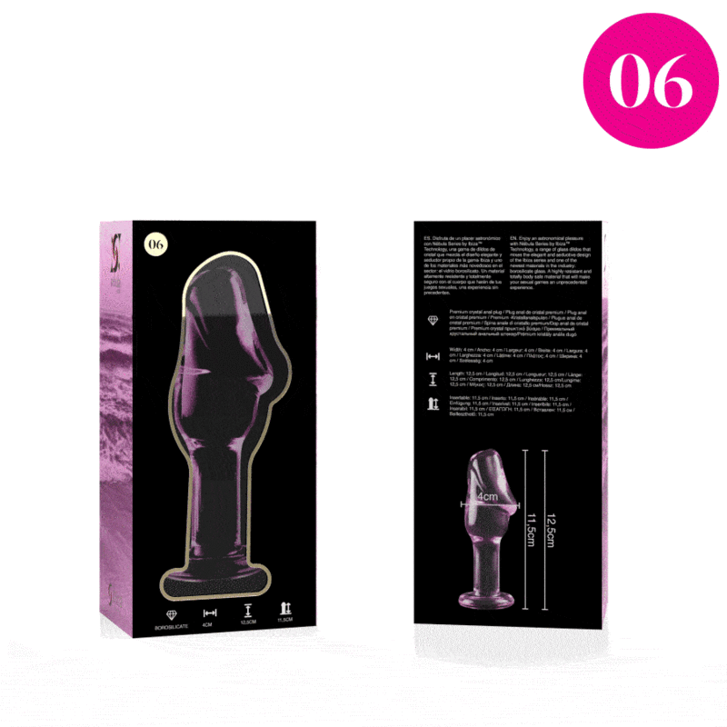 MODELO 6 PLUG CRISTAL BOROSILICATO TRANSPARENTE 12.5 CM -O- 4 CM DE LA MARCA NEBULA SERIES BY IBIZA