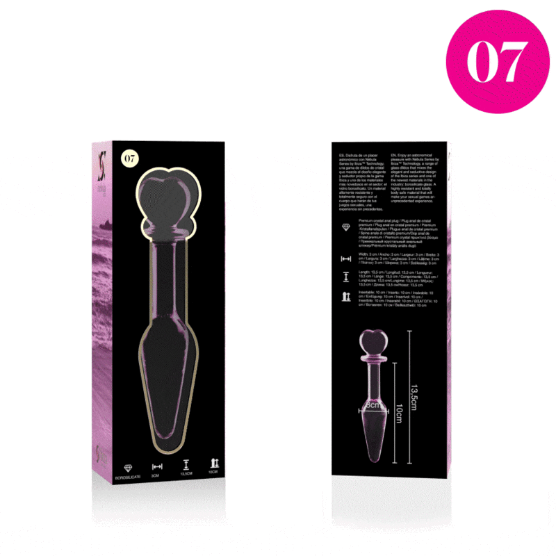 MODELO 7 PLUG CRISTAL BOROSILICATO TRANSPARENTE 13.5 CM -O- 3 CM DE LA MARCA NEBULA SERIES BY IBIZA