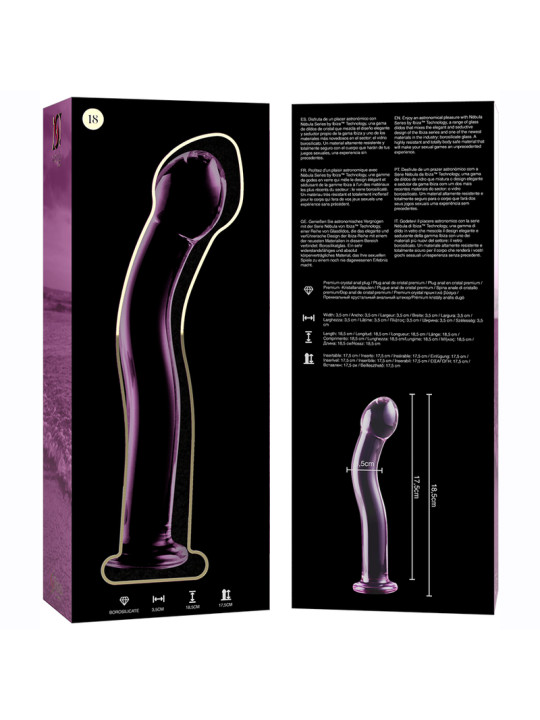 MODELO 18 DILDO CRISTAL BOROSILICATO TRANSPARENTE 18.5 CM -O- 3.5 CM DE LA MARCA NEBULA SERIES BY IBIZA