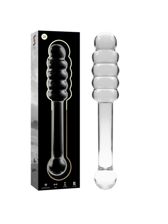 MODELO 20 DILDO CRISTAL BOROSILICATO TRANSPARENTE 20.5 CM -O- 3 CM DE LA MARCA NEBULA SERIES BY IBIZA