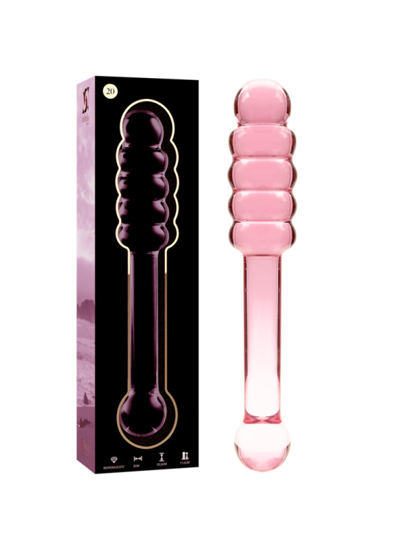 MODELO 20 DILDO CRISTAL BOROSILICATO TRANSPARENTE 20.5 CM -O- 3 CM DE LA MARCA NEBULA SERIES BY IBIZA